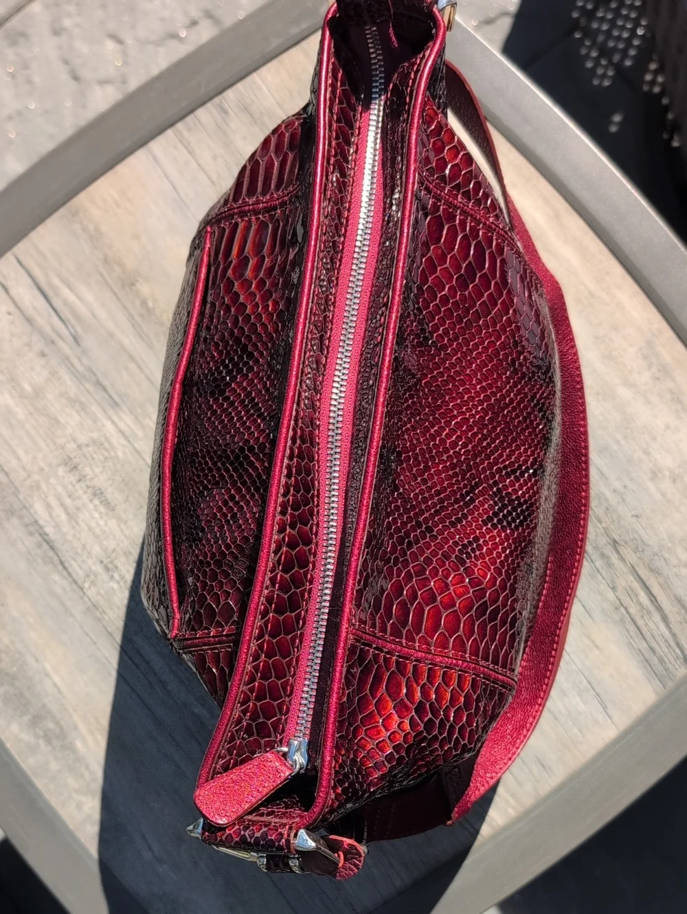 Brighton red snakeskin